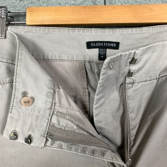 Eileen Fisher Chino Pants Women's‎ 8 Cropped Taupe Straight Leg Relaxed Twill - Picture 4 of 9